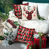 Christmas Pillow Covers 18X18 Set of 4 Christmas Pillows Decorative Throw Pillows Covers Farmhouse Red Buffalo Plaid Pillow Covers for Couch Sofa Christmas Decorations Holiday Pillow Cases