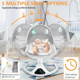 Baby Swing,  Baby Swings for Infants Electirc Baby Rocker Bouncer with Remote Control and Music, Gray.