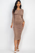 Ruched Long Sleeve Midi Dress (CAPELLA)