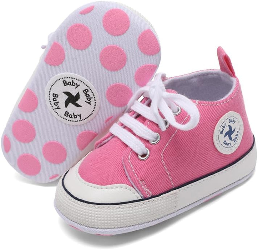 Baby Girls Boys Shoes Soft Anti-Slip Sole Newborn First Walkers High Top Canvas Denim Unisex Infant Sneaker