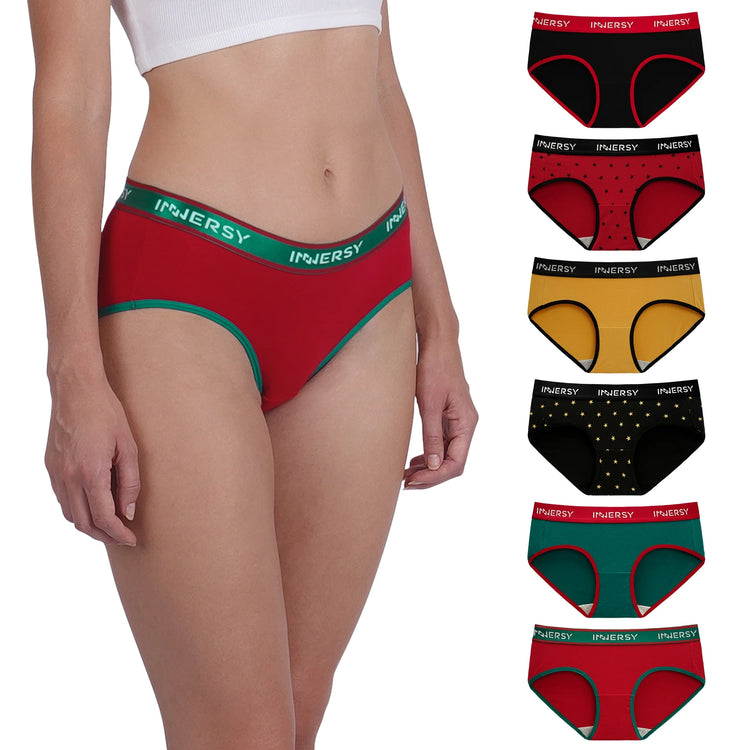 Hipster Panties for Women Soft Cotton Sport Underwear Wide Waistband 6-Pack (X-Large, Basics)