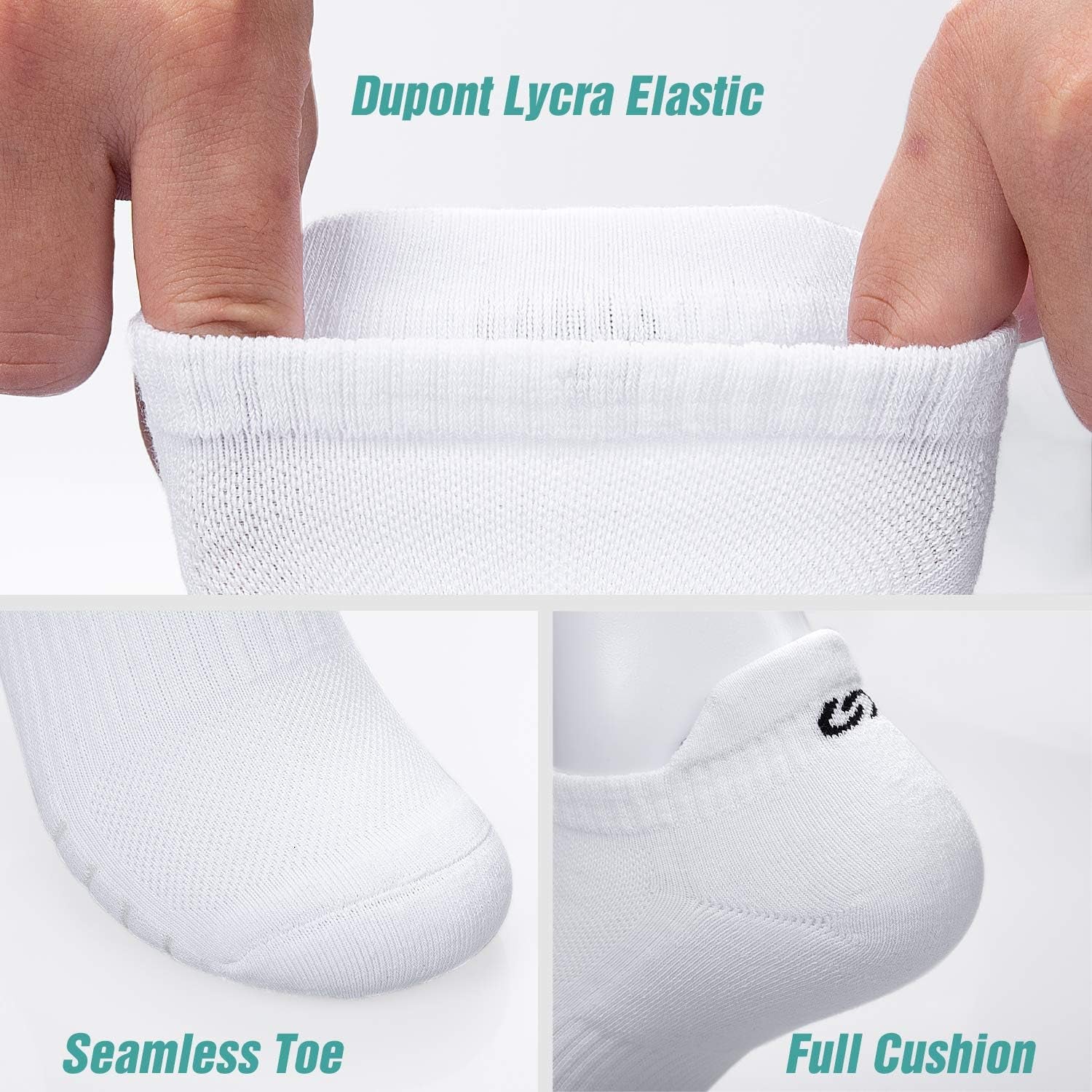 Men Ankle Athletic Running Socks Cushioned Breathable Low Cut Sports Tab Socks Sneaker for Women White Large