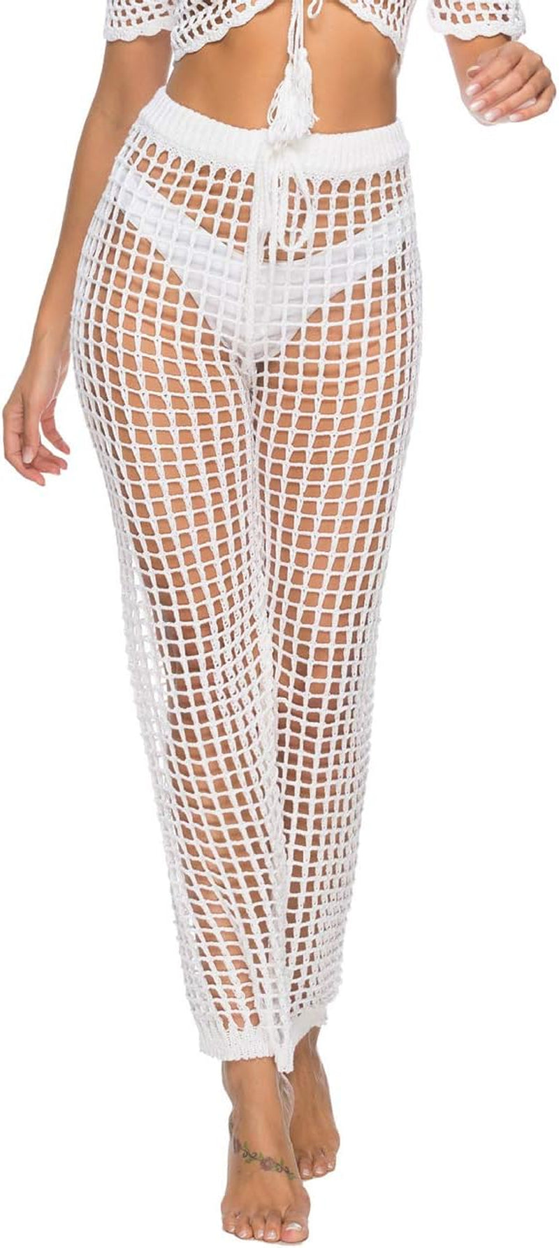 Womens Crochet Net Hollow Out Beach Pants Sexy Swimsuit Cover up Pants