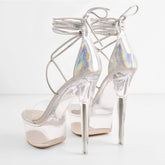 Clear Platform Sexy Heels Lace-Up