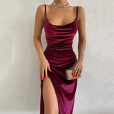 Women 2024 Autumn Winter Elegant Party Club Evening Velvet Streetwear Bodycon Midi Dress Wholesale Items for Business