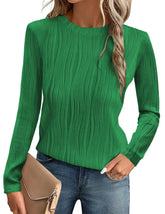 Textured Blouses for Women Crewneck Dressy Womens Tops Casual Long Sleeve Fall Shirts