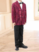 Boys Jacquard Suit Slim Fit Tuxedo Suits Jacquard Notch Lapel Tux Jacket Pants Party Formal Wear