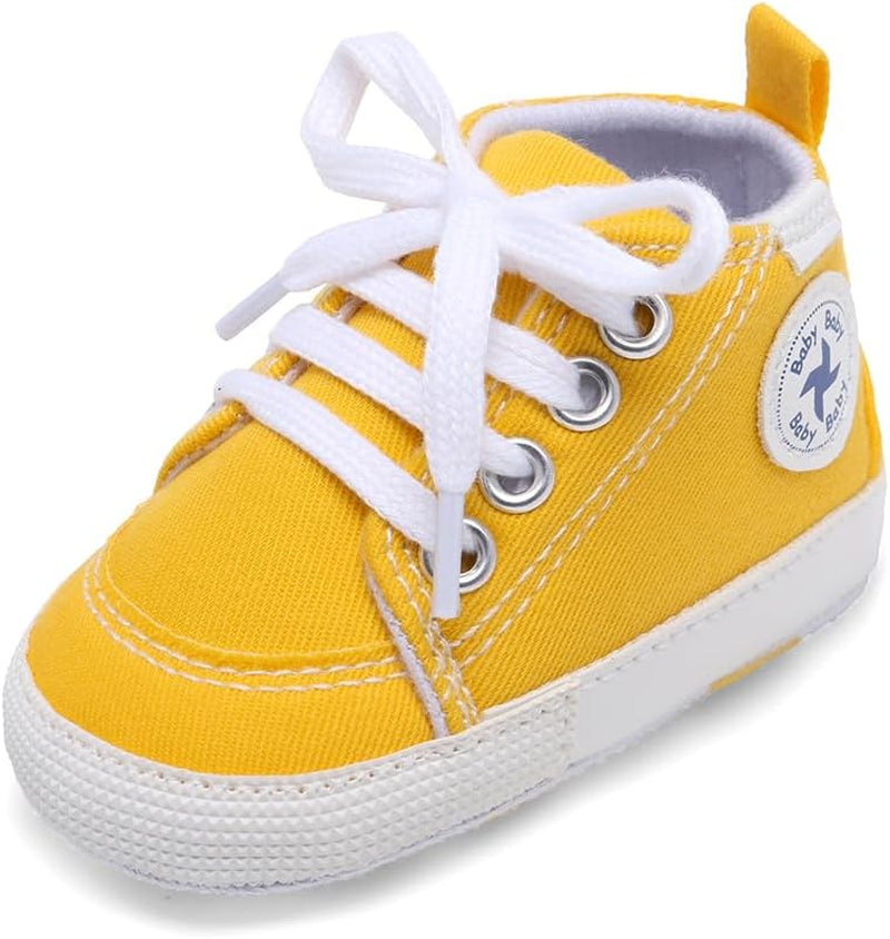 Baby Girls Boys Shoes Soft Anti-Slip Sole Newborn First Walkers High Top Canvas Denim Unisex Infant Sneaker