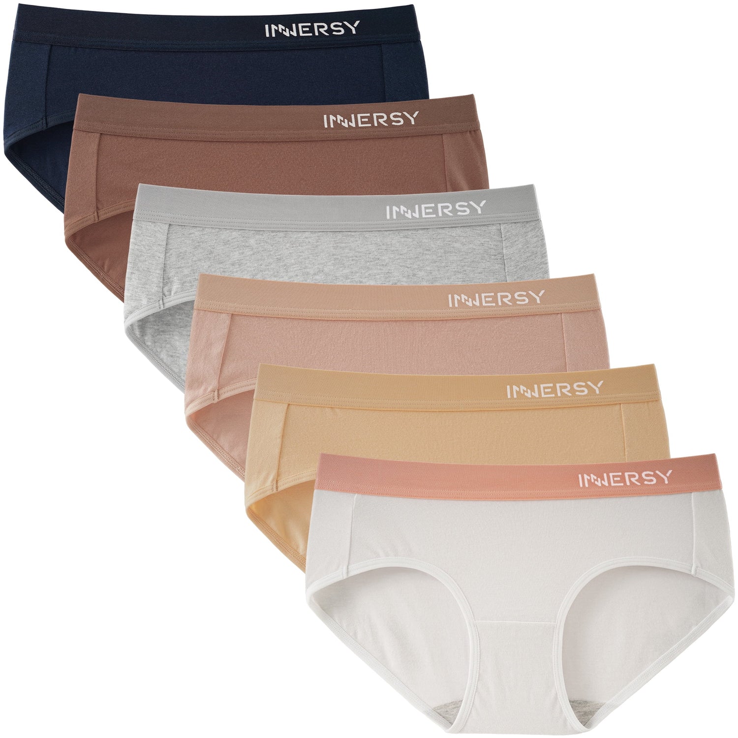 Hipster Panties for Women Soft Cotton Sport Underwear Wide Waistband 6-Pack (X-Large, Basics)