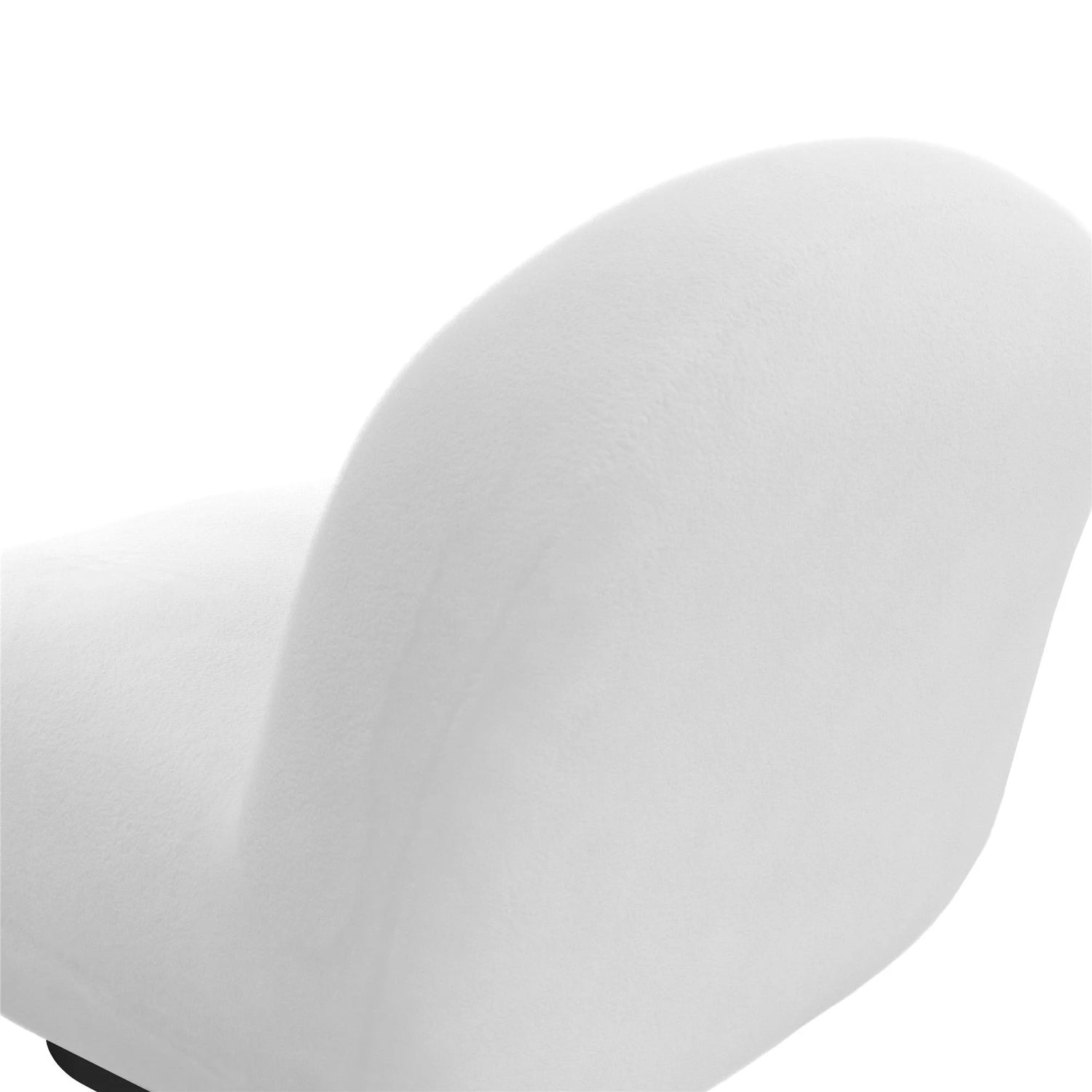 Harley Swivel Accent Chair with Boucle Fabric and Black Base, White.