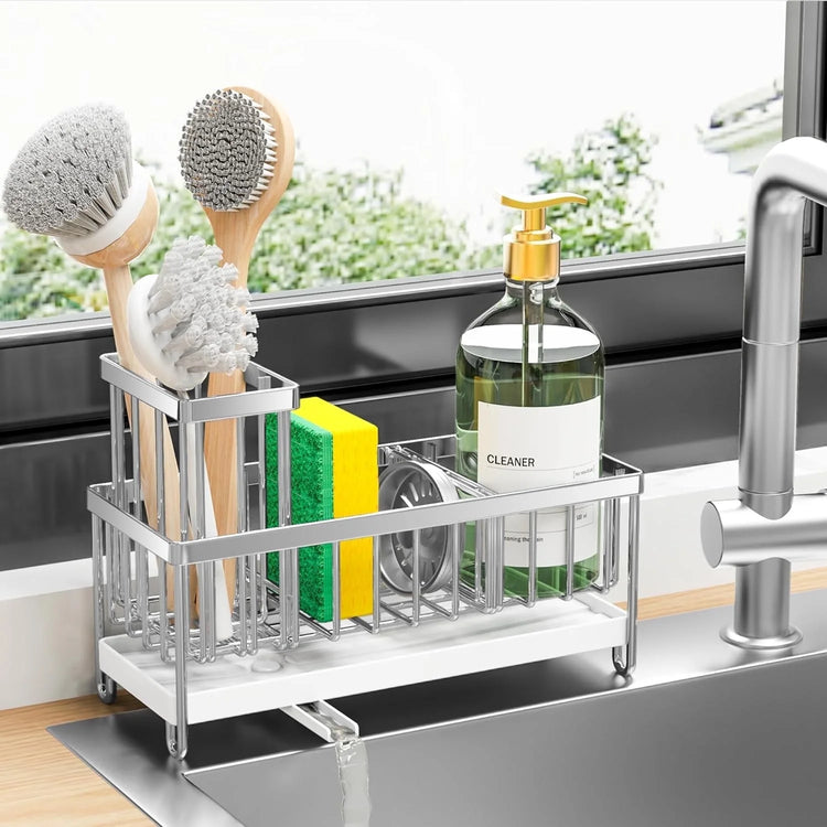 Sink Caddy,Black Rust-Resistant Kitchen Organizer,Sponge Holder for Kitchen Sink