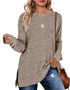 Sweatshirt for Women Long Sleeve Shirts Tunic Tops Color Block Crewneck Sweatshirts Side Split