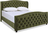 Marcella Upholstered Shelter Headboard Bed Set, Queen, Olive Green Performance Velvet