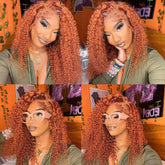 Ginger Orange Deep Wave Wigs Human Hair Colored 13X4 HD Curly Lace Frontal Wig.