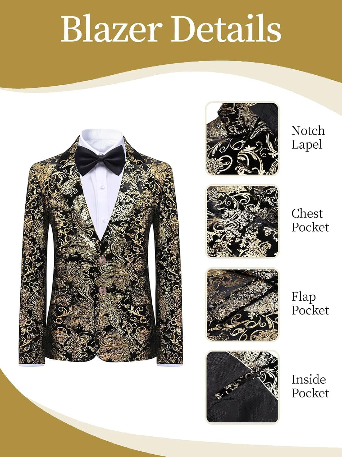 Boys Jacquard Suit Slim Fit Tuxedo Suits Jacquard Notch Lapel Tux Jacket Pants Party Formal Wear