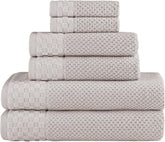 CTT Set of 6-100% Turkish Cotton, Absorbent & Comfy, Includes 2 Bath Towel 2 Hand Towel & 2 Washcloth | (White)