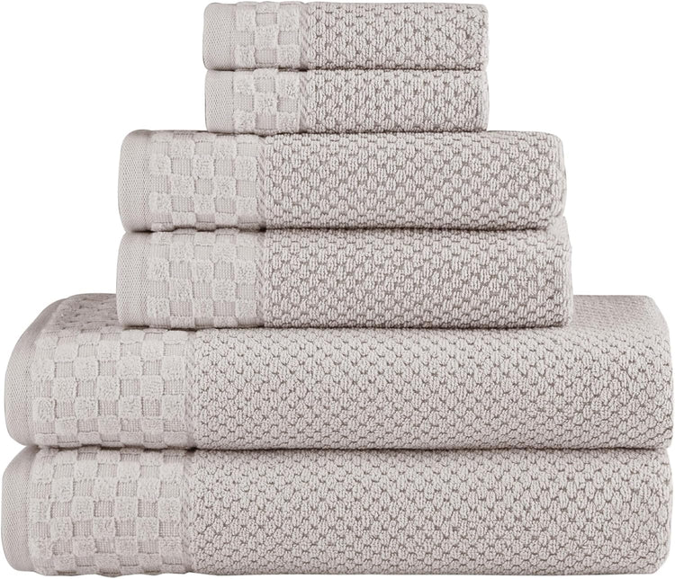 CTT Set of 6-100% Turkish Cotton, Absorbent & Comfy, Includes 2 Bath Towel 2 Hand Towel & 2 Washcloth | (White)