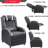 Massage Gaming Recliner Chair PU Leather Home Theater Seating Single Modern Living Room Sofa Recliners (Silver)