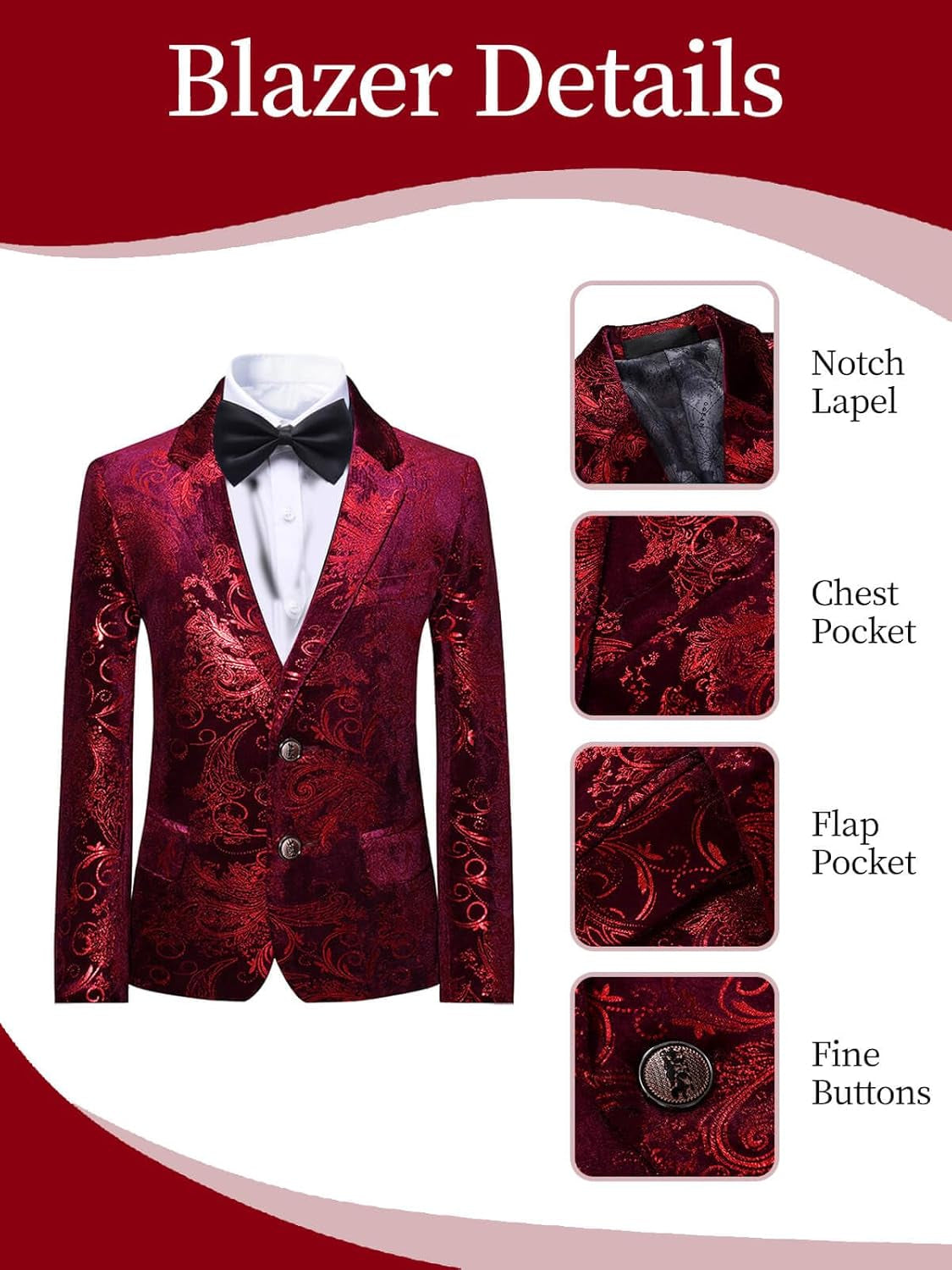 Boys Jacquard Suit Slim Fit Tuxedo Suits Jacquard Notch Lapel Tux Jacket Pants Party Formal Wear