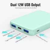 S22 Portable Charger, Power Bank, 5000Mah External Battery Pack Compatible with Iphone 15/14/13/12/11/X All Series and Android Phone, Mint Green