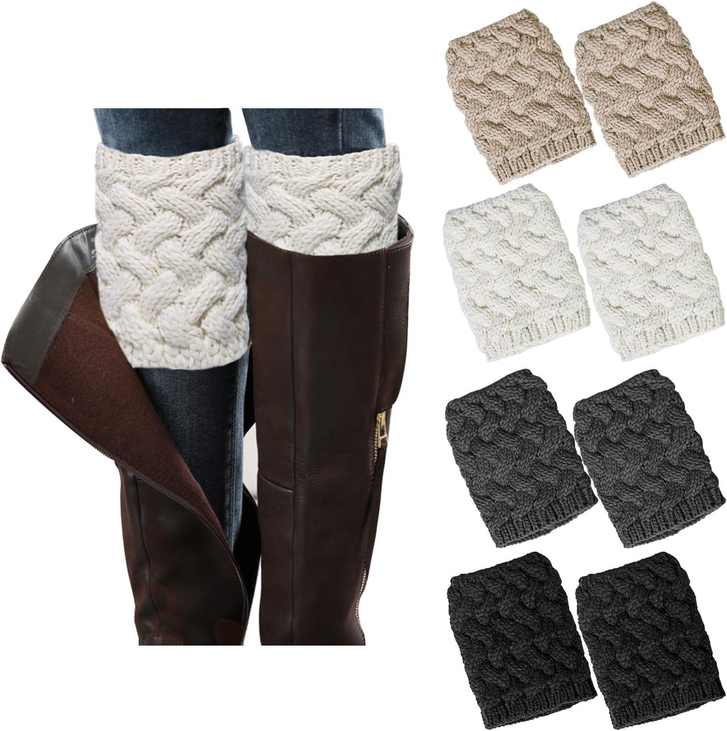 Womens Boot Socks Winter Warm Crochet Knitted Boot Cuffs Topper Socks Short Leg Warmers Gifts