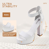 IN5 Sabrina Platform Heels for Women Chunky High Heels Block Heeled Sandals Sexy Ankle Strap Heels Wedding Party Dress Shoes Open Toe Heels