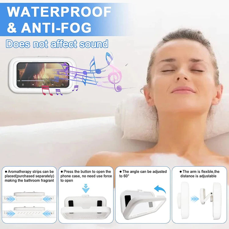 New Rotation Waterproof Bathroom Phone Wall Mount Holder Adjustable Shower Phone Case Stick on Wall Bathroom Toilet Phone Holder