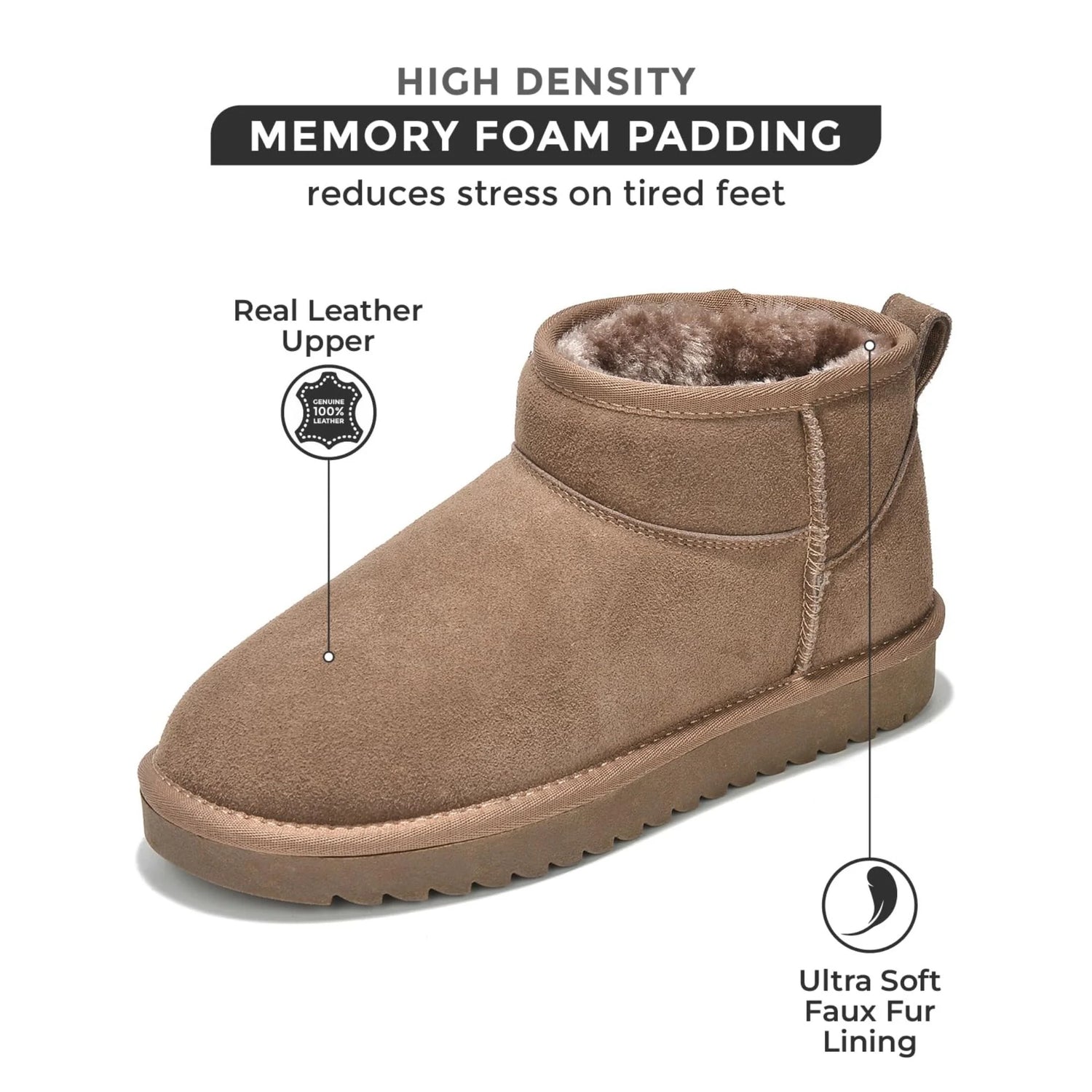 100% Genuine Suede Snow Boots - Ankle Boots for Women (Hippy)