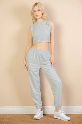 French Terry Elastic Waist Tank Top & Joggers Set (CAPELLA)