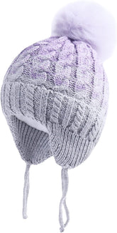 Winter Warm Knitted Baby Hats for Girls Pom Pom Kid Toddler Boys Beanies Cap with Fleece Lining