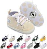 Baby Girls Boys Shoes Soft Anti-Slip Sole Newborn First Walkers High Top Canvas Denim Unisex Infant Sneaker