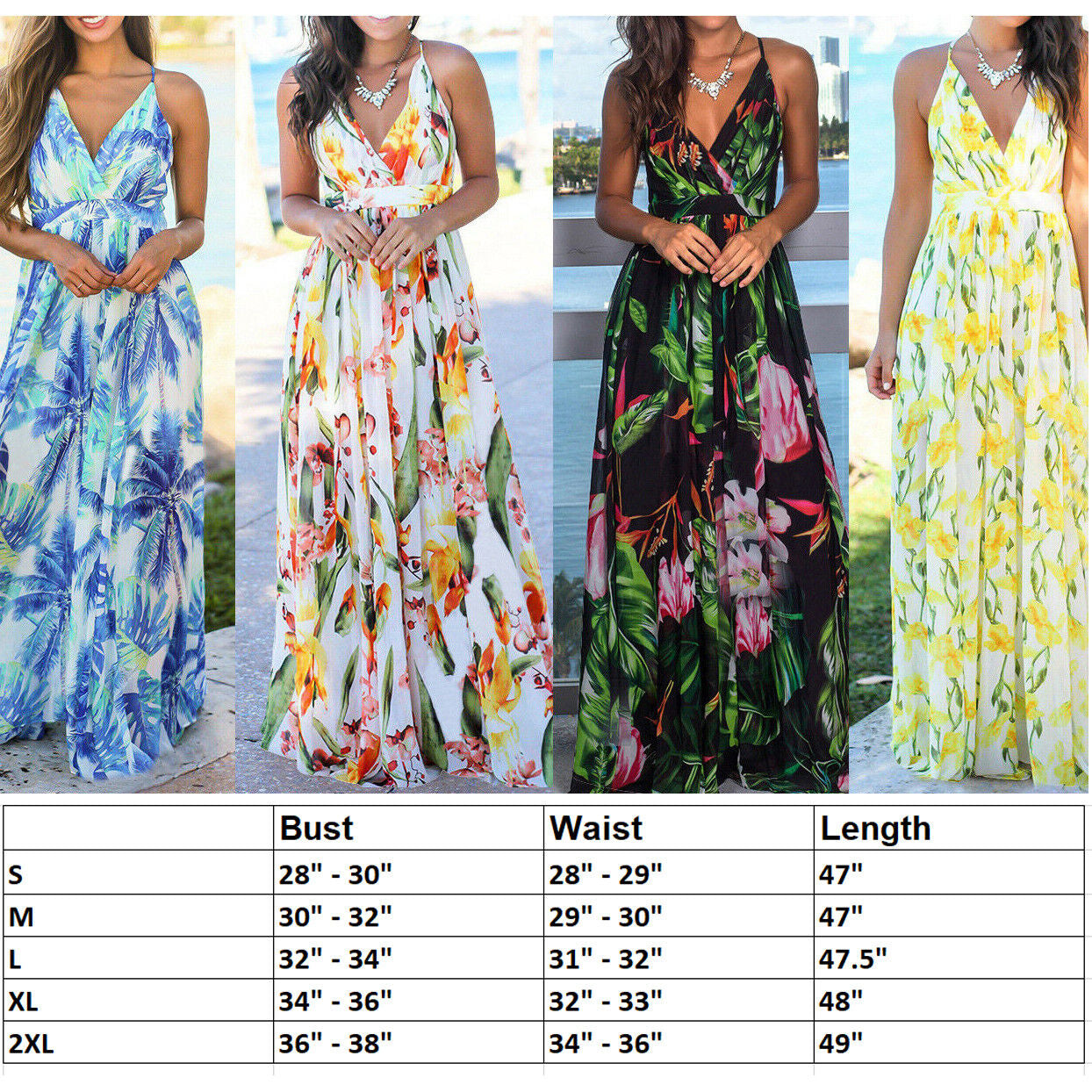 Women Ladies Boho Floral Maxi Dress Cocktail Party Evening Summer Beach Sundress