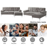 Convertible Sectional Sofa Couch, L-Shaped Couch with Reversible Chaise Lounge, Chenille Fabric Modern Sofa for Living Room, Apartment, Office, 3 Seats, Gray.