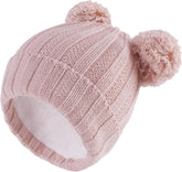 Winter Warm Knitted Baby Hats for Girls Pom Pom Kid Toddler Boys Beanies Cap with Fleece Lining