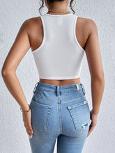 Solid Ribbed Crop Tank Top, Casual Sleeveless Basic Summer Top, Women&