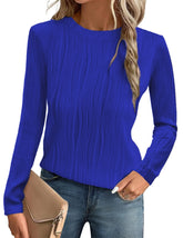 Textured Blouses for Women Crewneck Dressy Womens Tops Casual Long Sleeve Fall Shirts