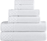 CTT Set of 6-100% Turkish Cotton, Absorbent & Comfy, Includes 2 Bath Towel 2 Hand Towel & 2 Washcloth | (White)